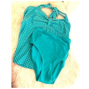 Motherhood Maternity two-piece bathing suit, size L.